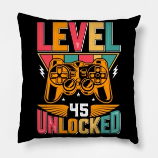 Level 45 Unlocked Awesome Since 1978 Funny Gamer Birthday Pillow