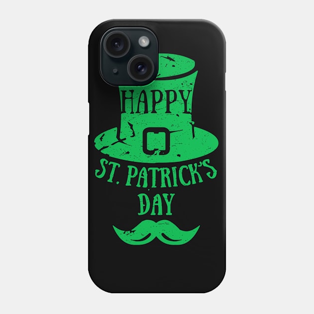 Happy St. Patrick's Day Leprechaun Mustache T-Shirt Phone Case by ADKApparel