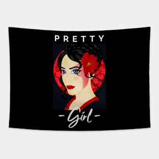 Pretty Girl, totes, phone cases, laptop covers, masks, mugs, stickers, pins, Tapestry