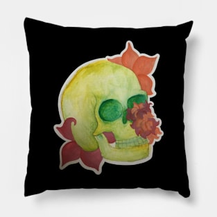 Colorful Skull and Flowers Pillow