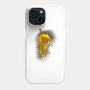 Floating golden jellyfish Phone Case