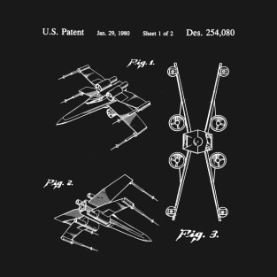 X-Wing Fighter Patent Design - white T-Shirt