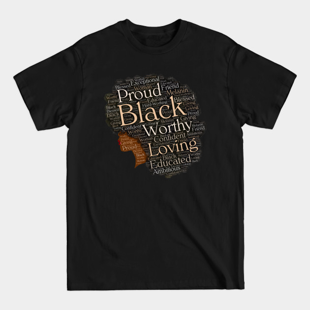 Disover Proud Black Woman Words in Afro - Words In Afro - T-Shirt