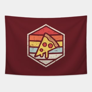 Retro Badge Pizza Dark Tapestry