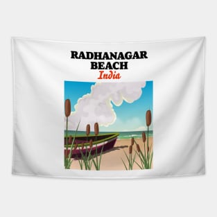 Radhanagar Beach India travel poster Tapestry