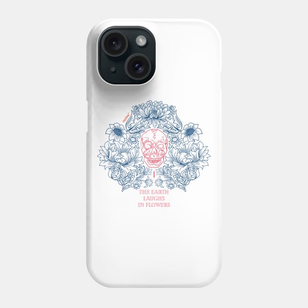 Skull flowers Blue/red edition Phone Case by Enickma