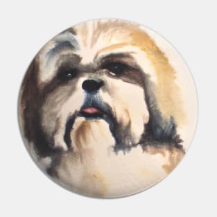 Shih Tzu Watercolor Painting - Dog Lover Gifts Pin