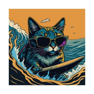 Funny Cat Surfing T-Shirt