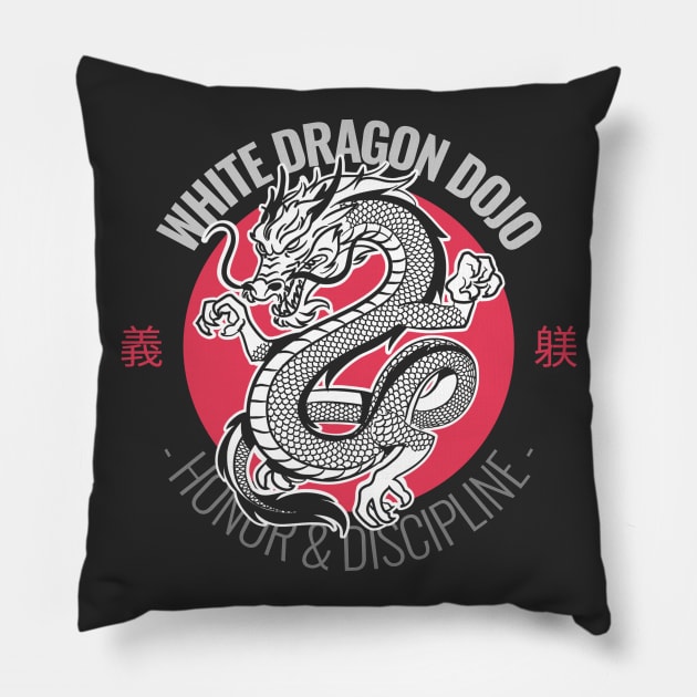 White Dragon Dojo Pillow by AladdinHub