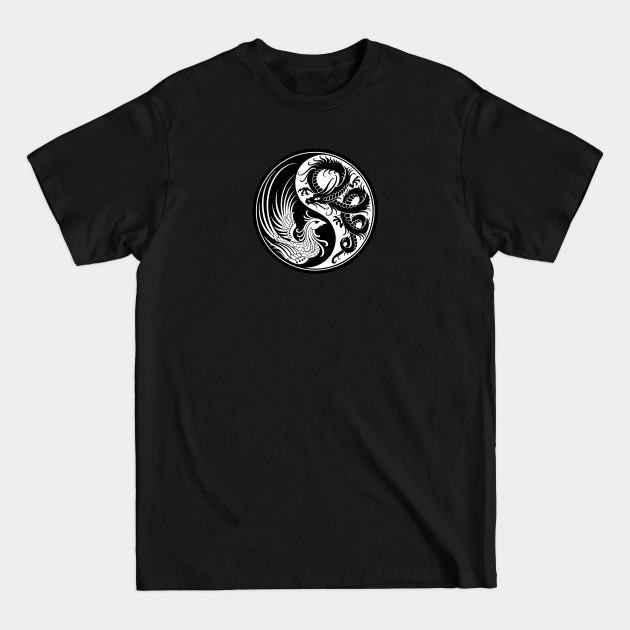 Discover White and Black Dragon Phoenix Yin Yang - Yin Yang - T-Shirt