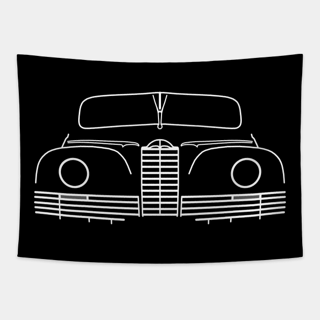 Packard Super Clipper 1940s classic car white outline graphic Tapestry by soitwouldseem
