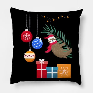 Christmas Lights Sloth Lover Funny Xmas Gift Pillow