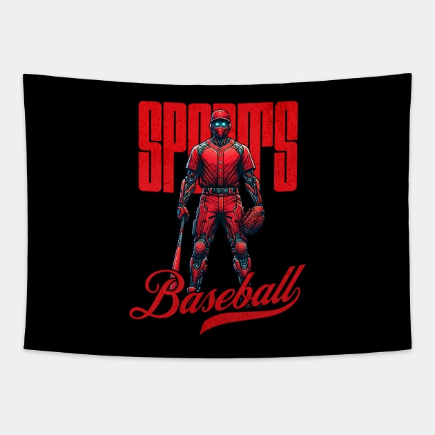 baseball player sports mechanic futuristic Tapestry by Dracoola