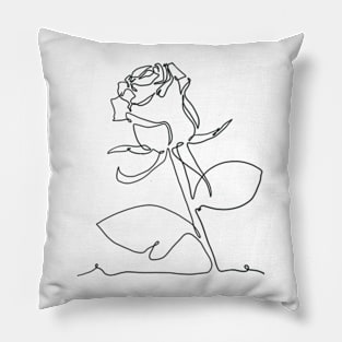 Rose flower plant one line art Pillow