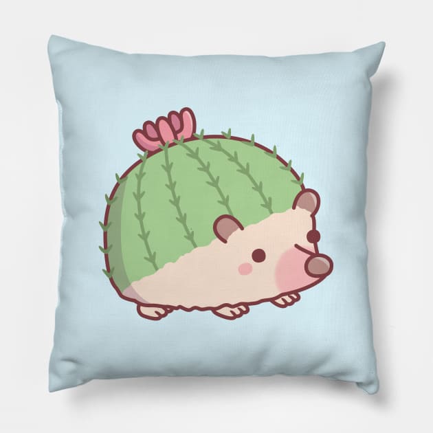 Cute Cactus Hedgehog Funny Pillow by rustydoodle