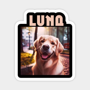 LUNA, bootleg,  golden retriever puppy design for dog lovers Magnet