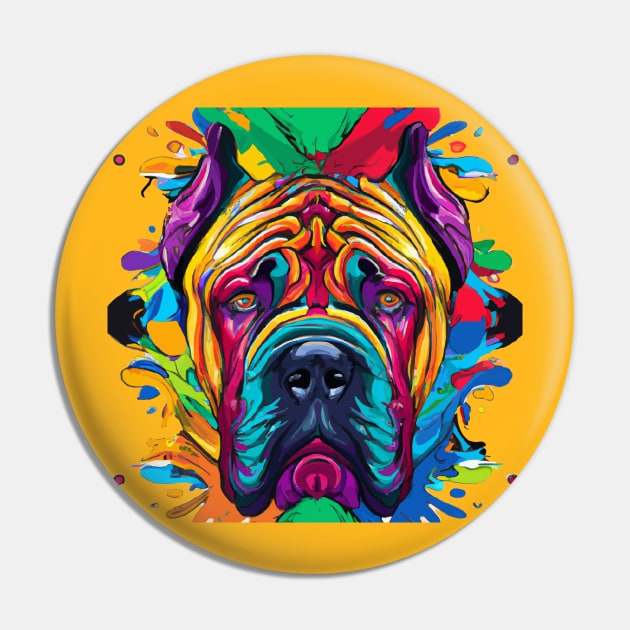 Boerboel Dog Colorful Watercolor Pin by Furrban