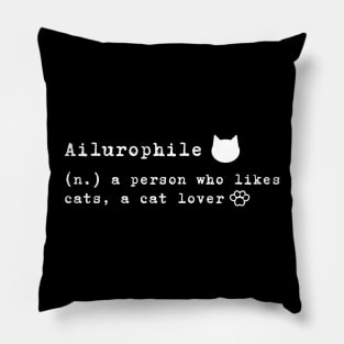 Ailurophile, white design Pillow