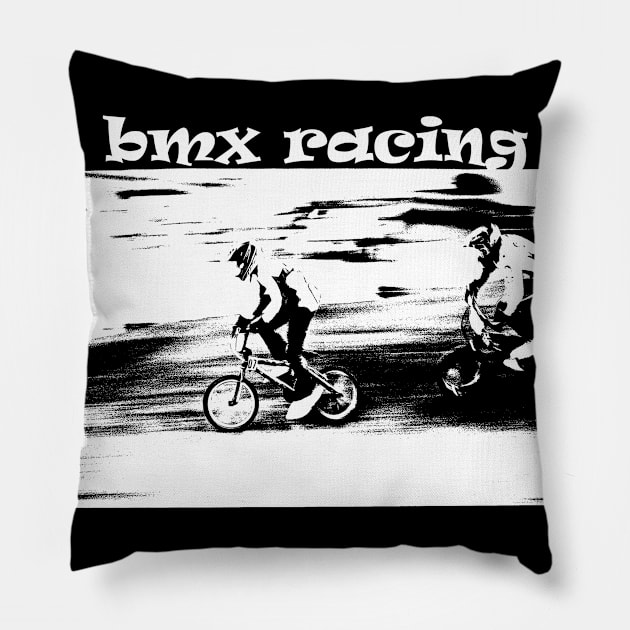 bmx race Pillow by rickylabellevie
