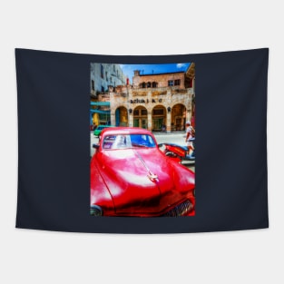 Red Car, Havana, Cuba Tapestry