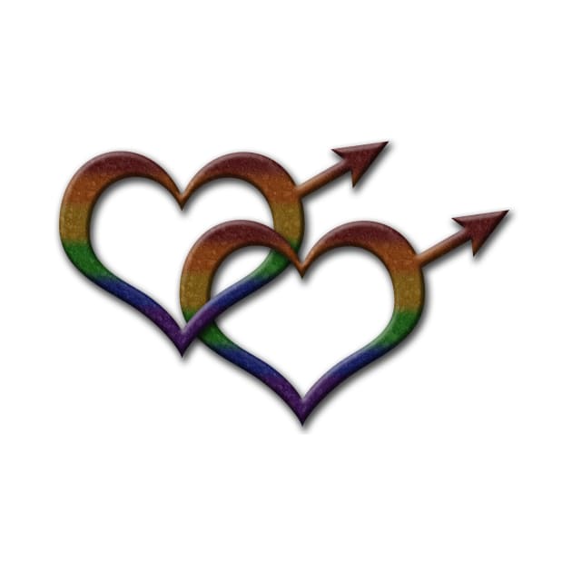 Gay Pride Rainbow Colored Heart Shaped Overlapping Male Gender Symbols by LiveLoudGraphics