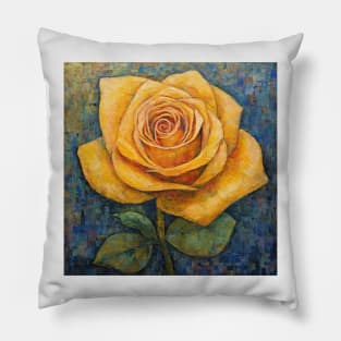 Folk Art Yellow Rose Pillow