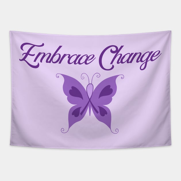 Eating Disorder Recovery Merch Purple Ribbon Butterfly Embrace Change Tapestry by InnerMagic