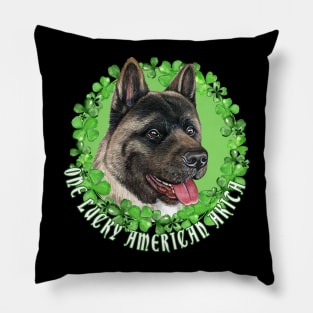 One Lucky American Akita Funny St. Patrick Dog Pillow