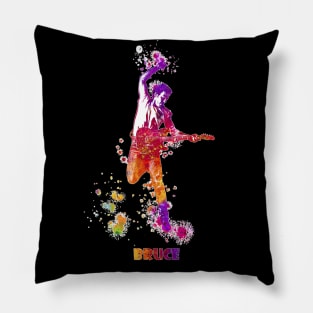 Bruce Springsteen The Boss Watercolor Splatter 03 Pillow