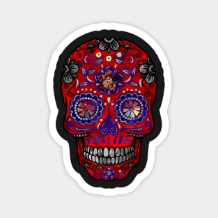 Funny Mexican Sugar Skull red Magnet