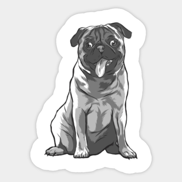 Pug Black And White Pug Black And White Sticker Teepublic