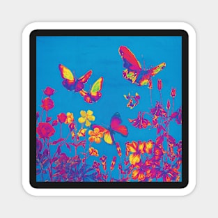 Blue Butterflies & Flowers Magnet