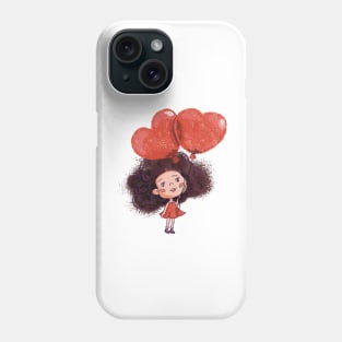 Girl with balloons Phone Case