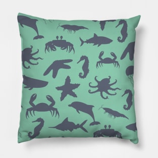 Underwater silhouette animals world Pillow