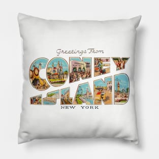 Greetings from Coney Island New York Pillow