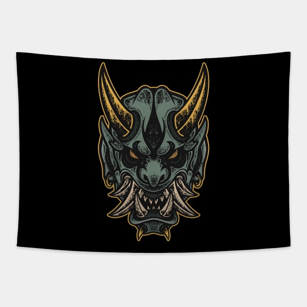 Green Oni Tapestry by Alouna