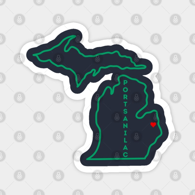 Port Sanilac MI Love (Green) Magnet by TorrezvilleTees