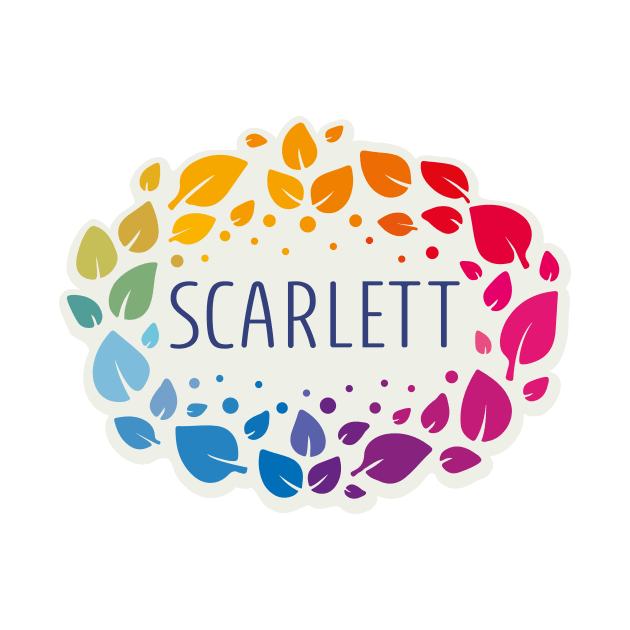 Scarlett name with colorful leaves by WildMeART