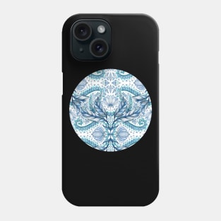Lily, Leaf & Triangle Pattern - blues Phone Case