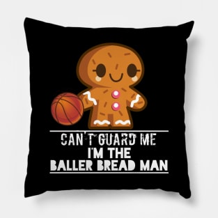 Basketball Gingerbread Man - Basketball Graphic Typographic Design - Baller Fans Sports Lovers - Holiday Gift Ideas Pillow