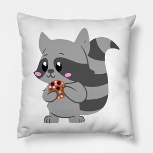 Cute raccoon snacking on a cookie Pillow