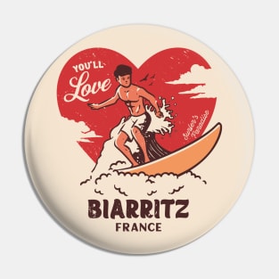 Vintage Surfing You'll Love Biarritz, France // Retro Surfer's Paradise Pin