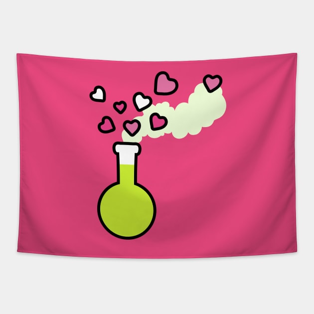 Love Magic Potion in a Laboratory Flask Tapestry by XOOXOO