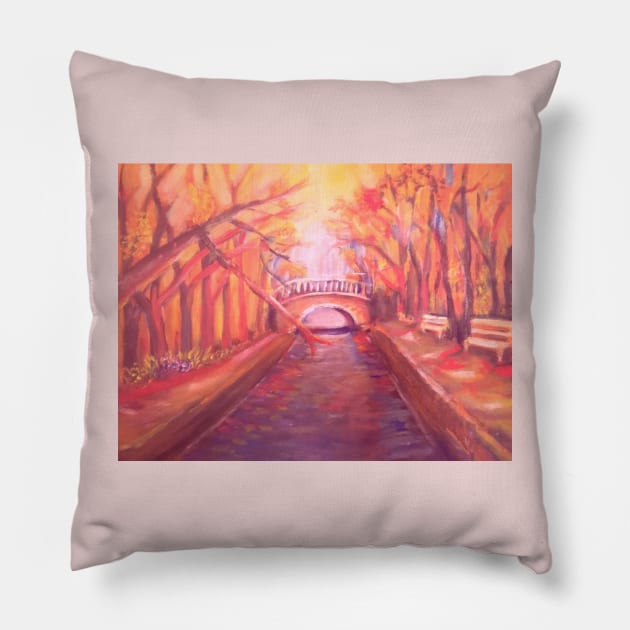 stadt park in Magdeburg Pillow by Ahmed2020