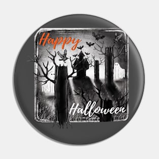 Castle of Ghostly Night and Bats Pin