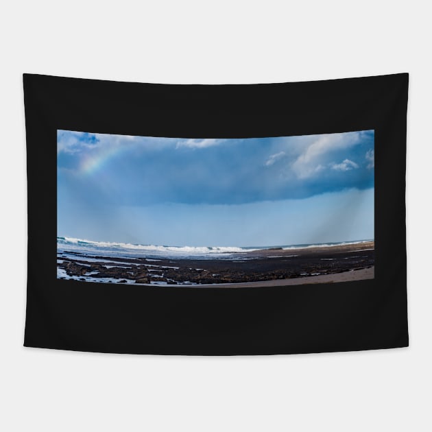 Sea beach in Ericeira Tapestry by homydesign