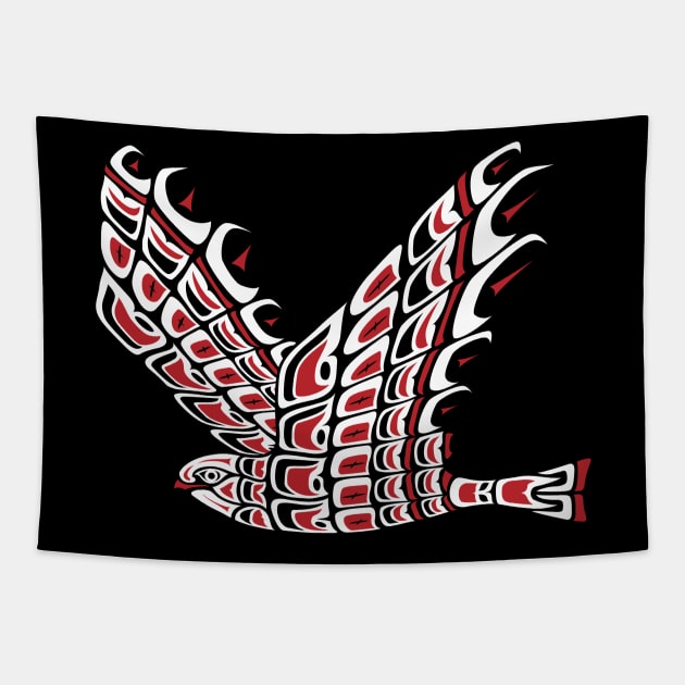 Red Tail Hawk Pacific Northwest Native American Style Art Tapestry by twizzler3b