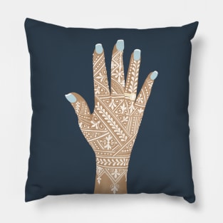 Moroccan Fessi Henna Tattoo - White Intricate Henna Pillow