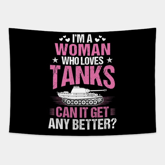 Panzer Tank Tanks Tanker Woman Girl Gift Present Tapestry by Krautshirts