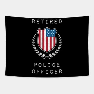 Retired Police Officer Proud Patriotic Officer American Flag Tapestry